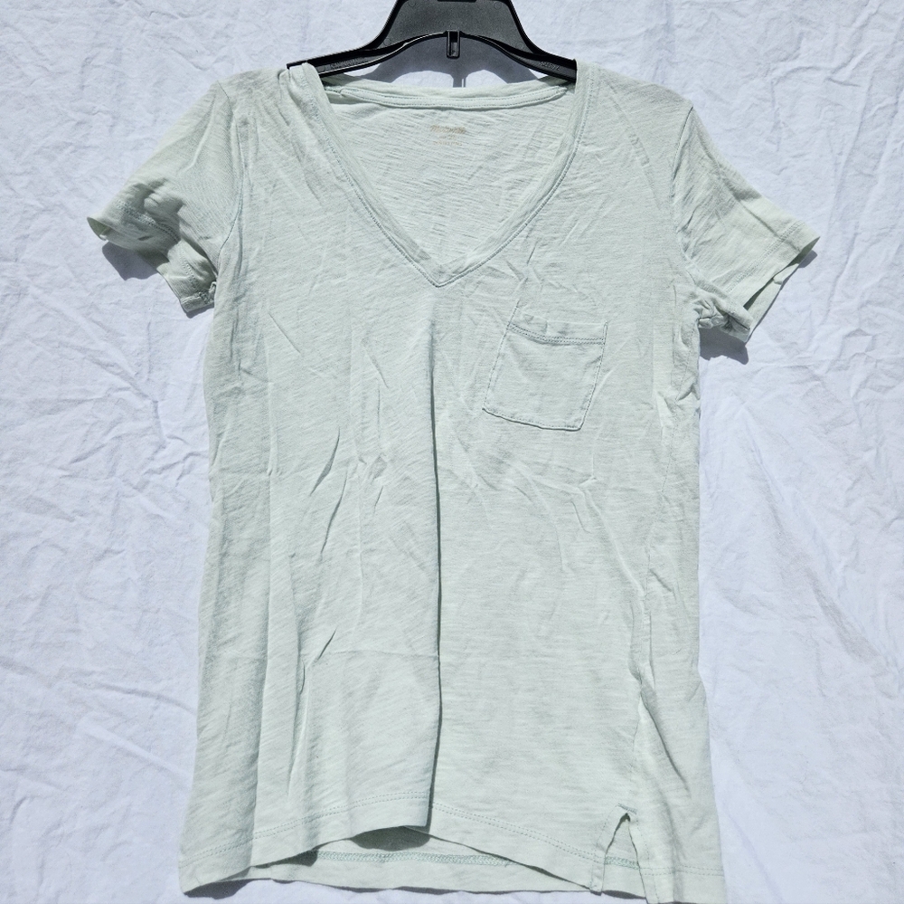 Madewell Light Green V-Neck Tee